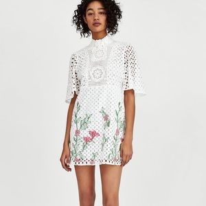 Zara white lace embroidered dress